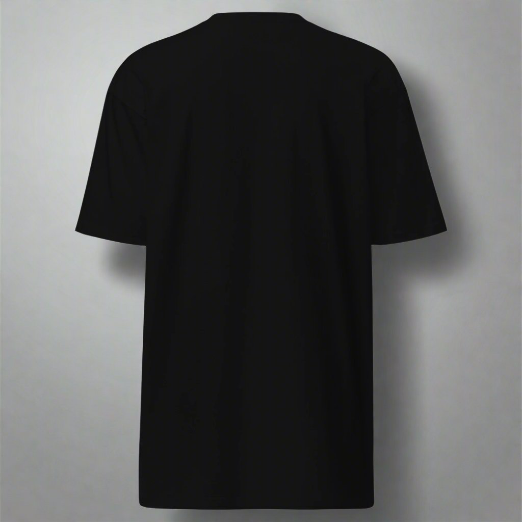back of black t-shirt