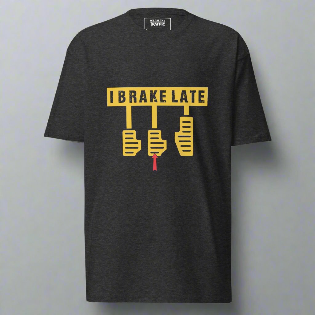 Charcoal t-shirt with gold I brake late design