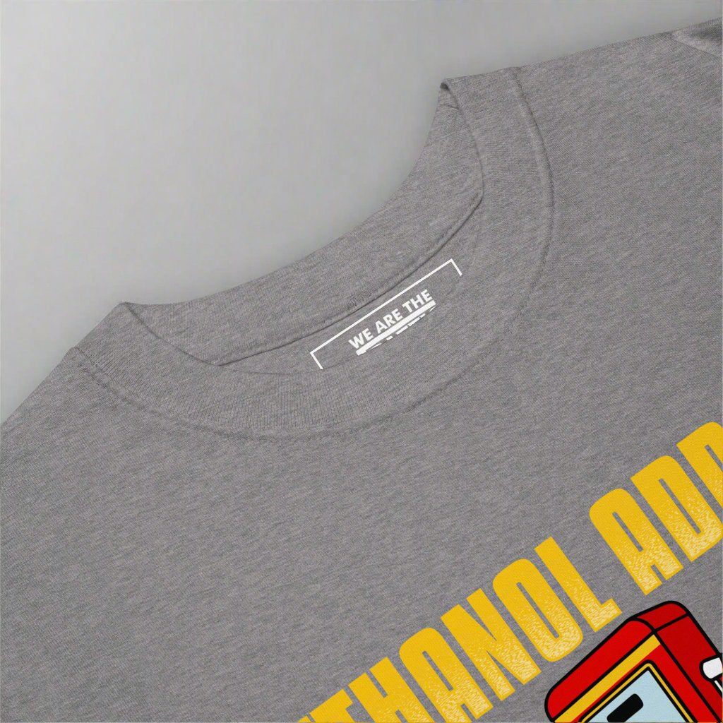detail shot of crewneck tshirt in gray