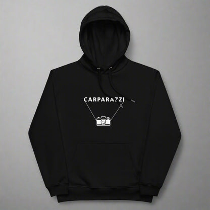 Black hoodie with Carparazzi and camera design