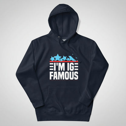 Navy hoodie with i'm IG famous design