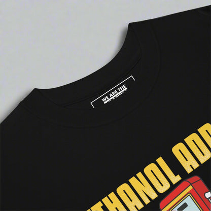 Detail shot of crewneck tshirt in black