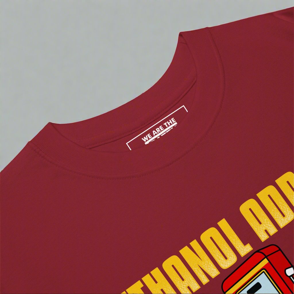 closeup of a crewneck tshirt in red