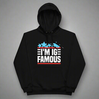 black hoodie with i'm IG famous design