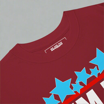 detail shot of tshirt crewneck in red