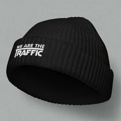 black knit beanie had with logo