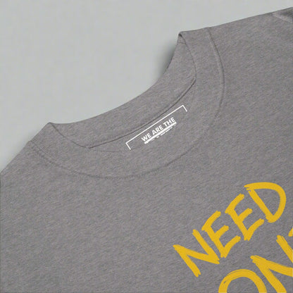 crewneck detail of a grey t-shirt
