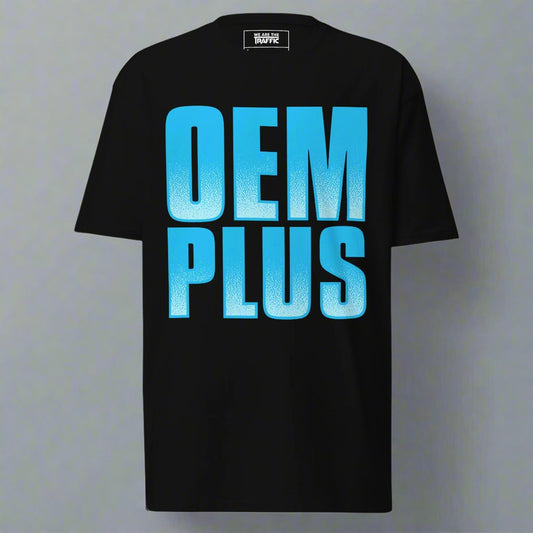 black tshirt with oem plus design